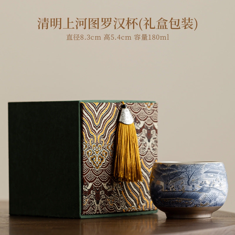 Klindao Artisan Tea Cup: Silver Glaze with Ancient Fish Pattern - A Large Capacity Master Cup for Solo Tea Moment