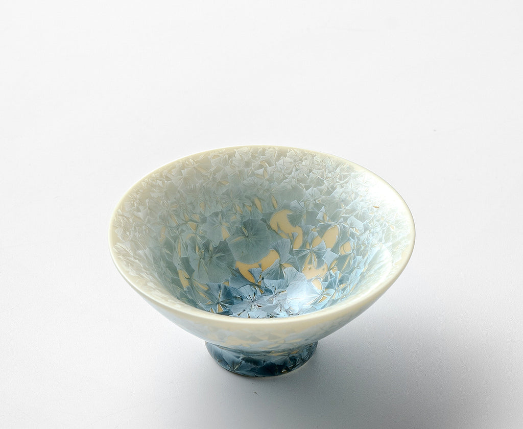 KilnDao 'Smoke Blue' Series Crystalline Glaze Master Cup | Icy Flower Pattern | Dehua Porcelain