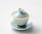 KilnDao 'Smoke Blue' Series Crystalline Glaze Master Cup | Icy Flower Pattern | Dehua Porcelain
