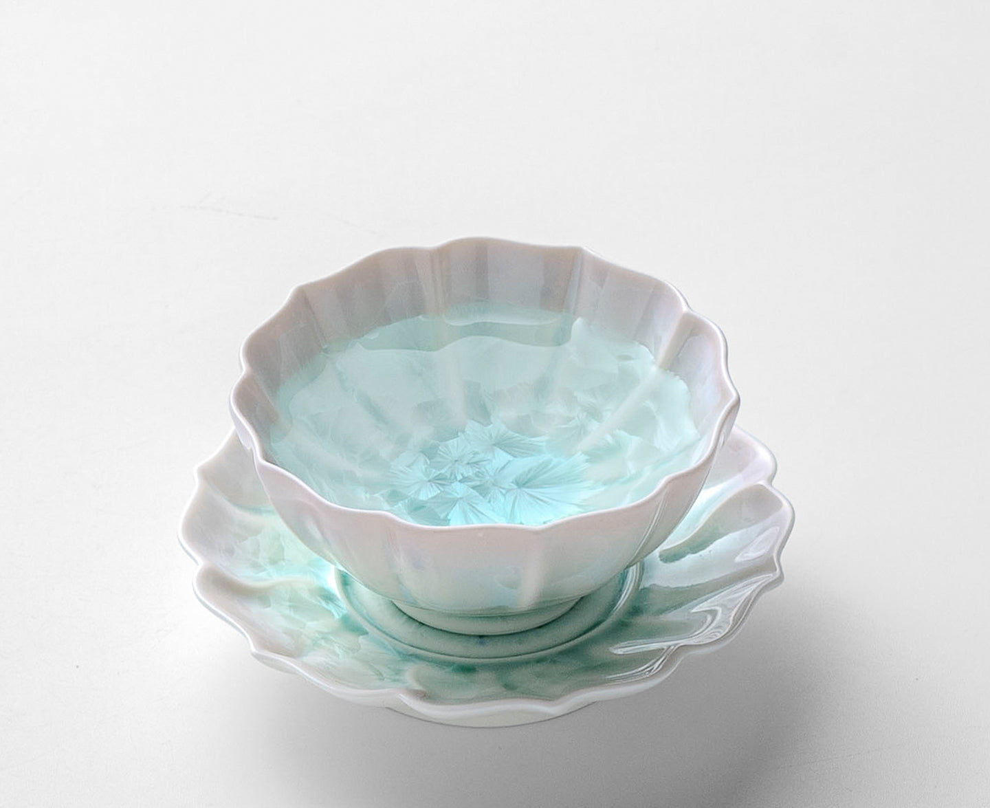 KilnDao · 'Floral Hue' Series Iridescent Crystal Glaze Tea Cup Set, 80ml - Gift Box for Two
