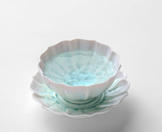 KilnDao · 'Floral Hue' Series Iridescent Crystal Glaze Tea Cup Set, 80ml - Gift Box for Two