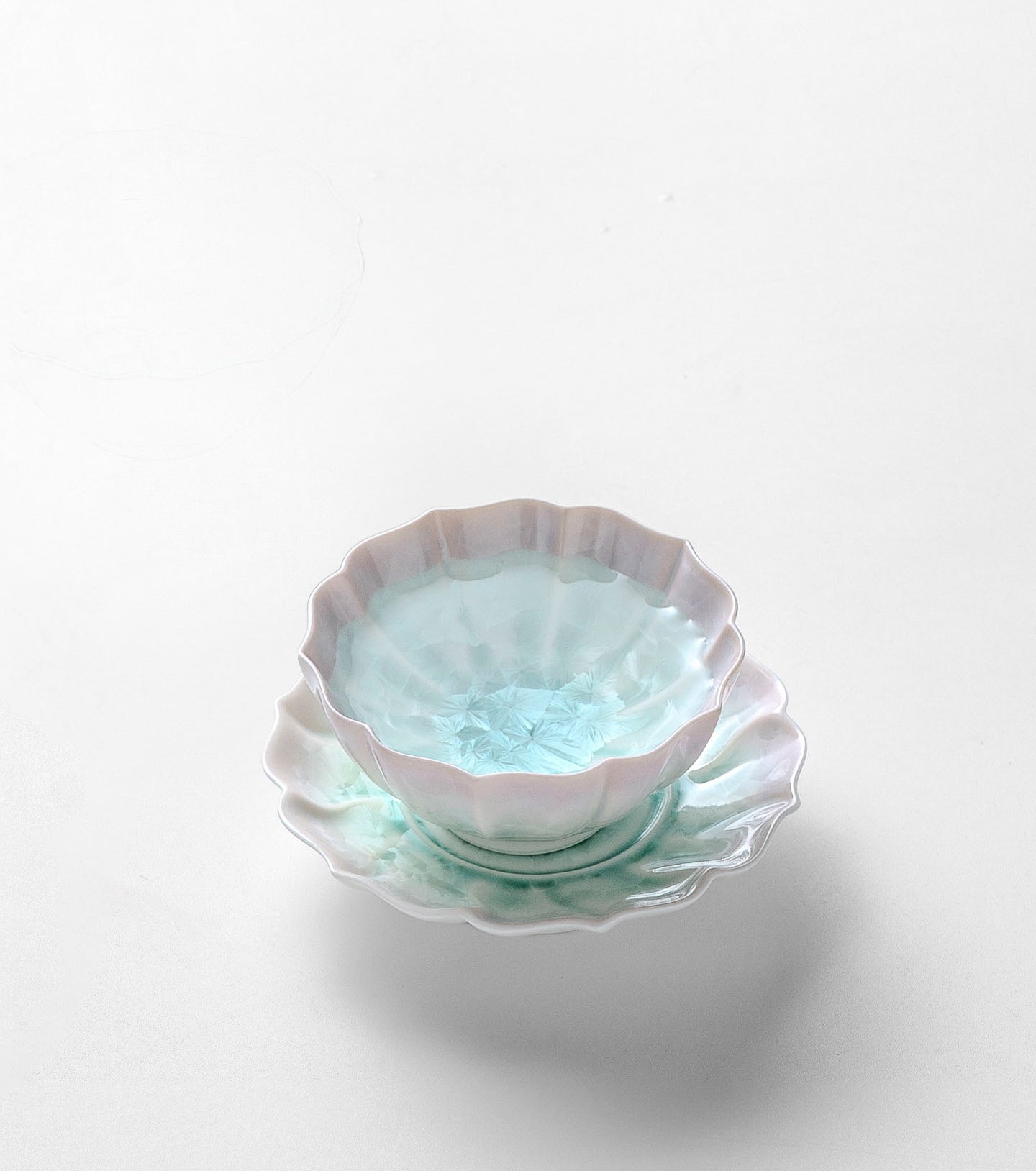 KilnDao · 'Floral Hue' Series Iridescent Crystal Glaze Tea Cup Set, 80ml - Gift Box for Two