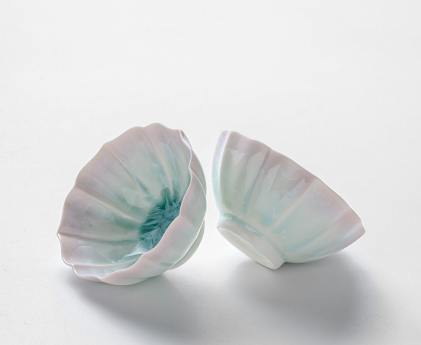 KilnDao · 'Floral Hue' Series Iridescent Crystal Glaze Tea Cup Set, 80ml - Gift Box for Two