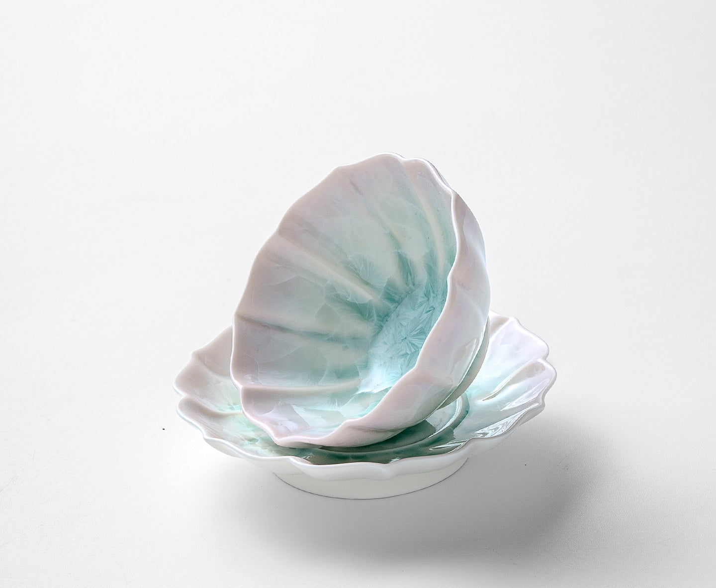 KilnDao · 'Floral Hue' Series Iridescent Crystal Glaze Tea Cup Set, 80ml - Gift Box for Two