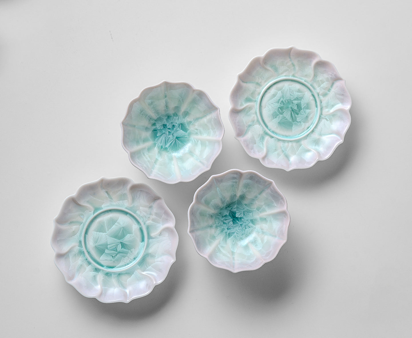 KilnDao · 'Floral Hue' Series Iridescent Crystal Glaze Tea Cup Set, 80ml - Gift Box for Two