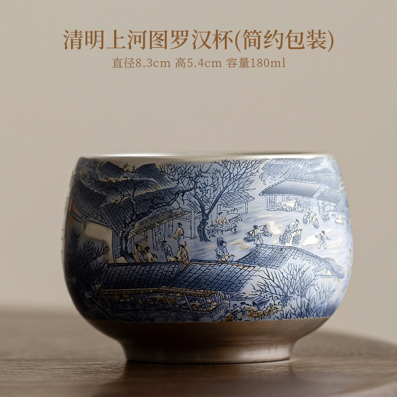 Klindao Artisan Tea Cup: Silver Glaze with Ancient Fish Pattern - A Large Capacity Master Cup for Solo Tea Moment