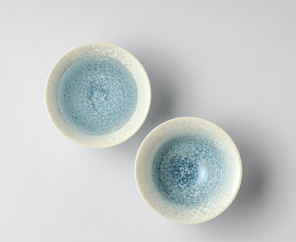 KilnDao 'Smoke Blue' Series Crystalline Glaze Master Cup | Icy Flower Pattern | Dehua Porcelain
