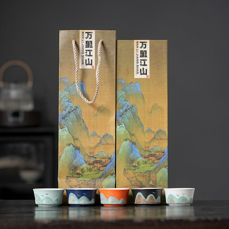 Tea Cup Ceramic Master Cup Individual Single Cup National Tide Forbidden City Wenchuang Vintage Hand-painted Tea Cup Gift Box Accompanying Gift