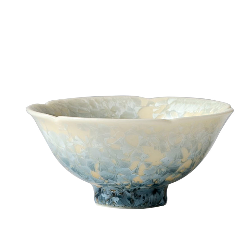 KilnDao 'Smoke Blue' Series Crystalline Glaze Master Cup | Icy Flower Pattern | Dehua Porcelain