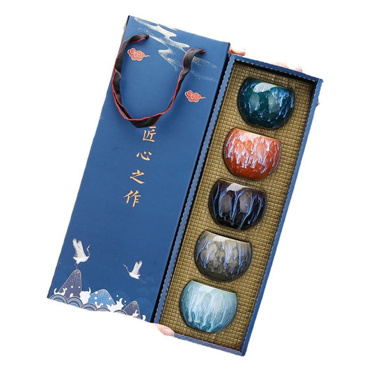 Yaojian teacup five-element cup Tianmu teacup single cup master cup tea cup gift box business gift wholesale