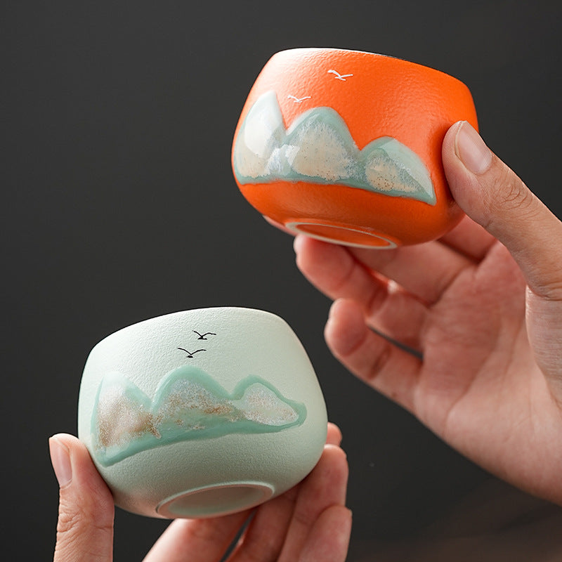 Tea Cup Ceramic Master Cup Individual Single Cup National Tide Forbidden City Wenchuang Vintage Hand-painted Tea Cup Gift Box Accompanying Gift