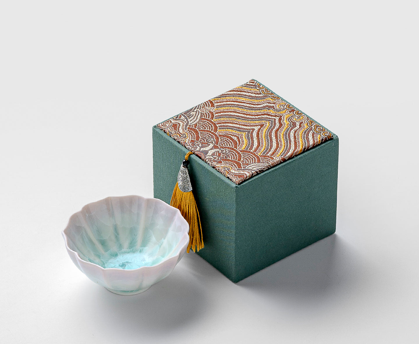 KilnDao · 'Floral Hue' Series Iridescent Crystal Glaze Tea Cup Set, 80ml - Gift Box for Two