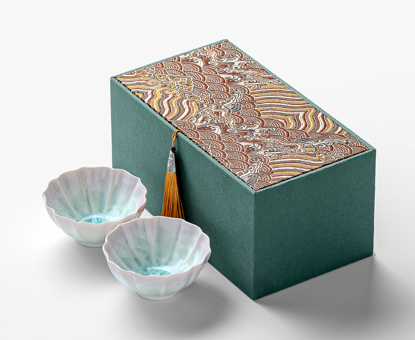 KilnDao · 'Floral Hue' Series Iridescent Crystal Glaze Tea Cup Set, 80ml - Gift Box for Two