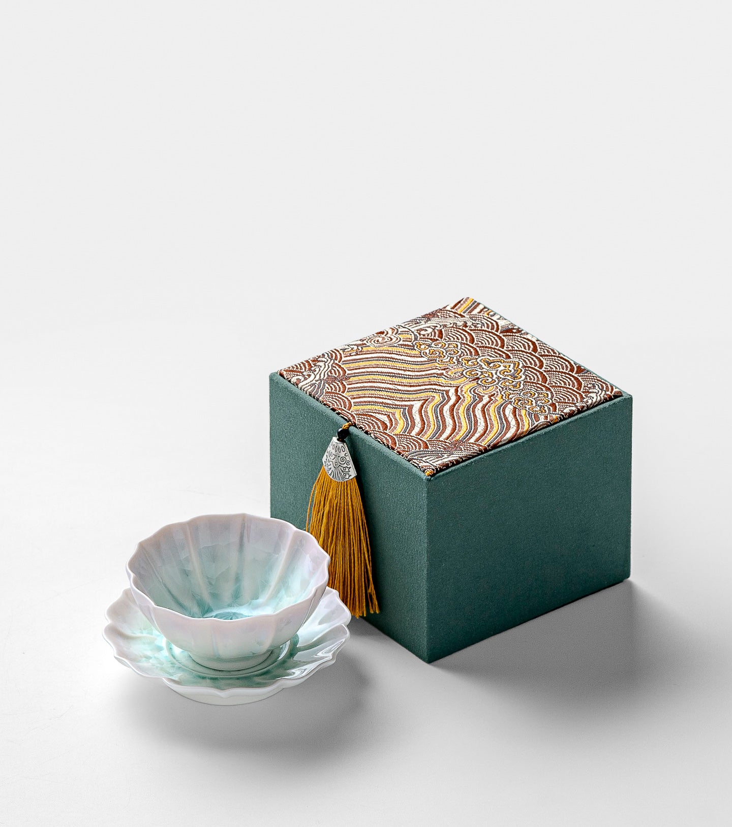 KilnDao · 'Floral Hue' Series Iridescent Crystal Glaze Tea Cup Set, 80ml - Gift Box for Two